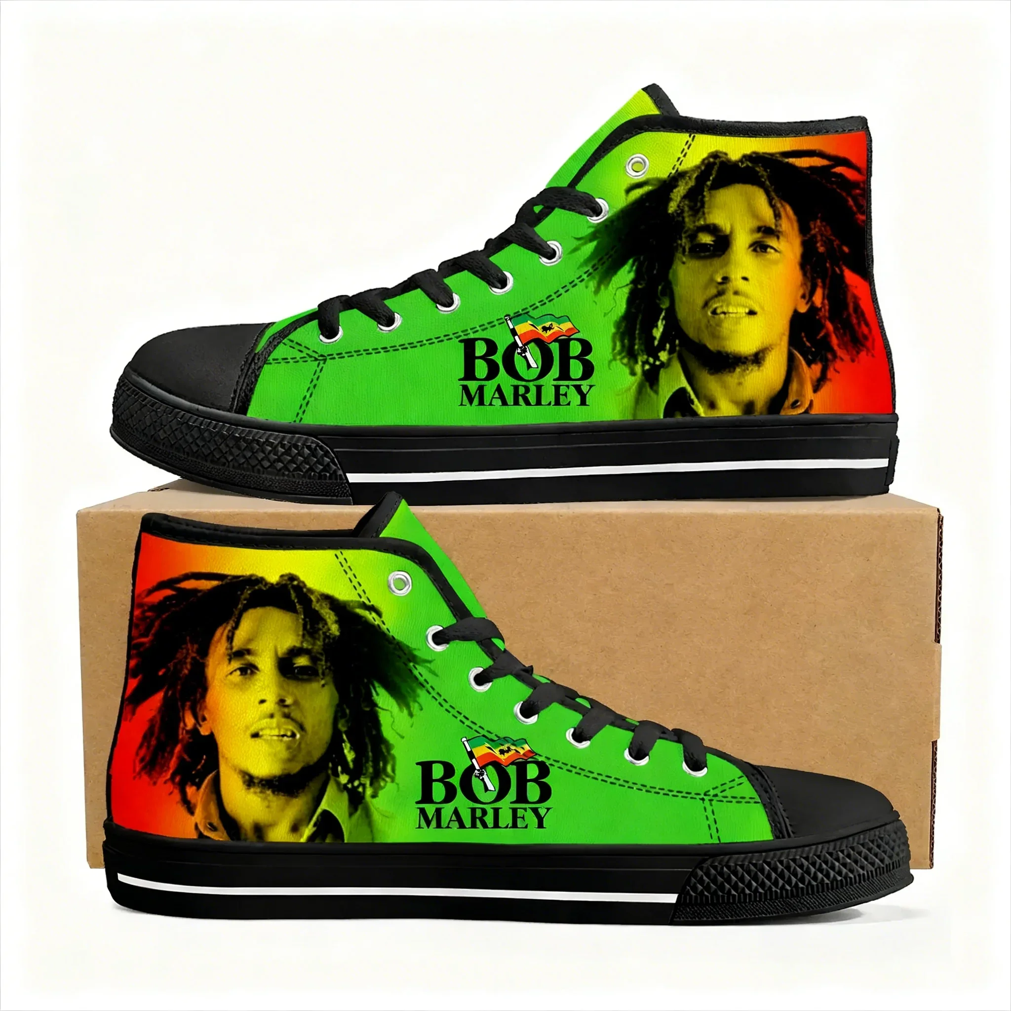 Sneakers de haute qualité Legend Bob Marley Reggae Rasta à tige haute pour hommes, femmes et adolescents, baskets en toile décontractées, chaussures de couple, chaussures personnalisées