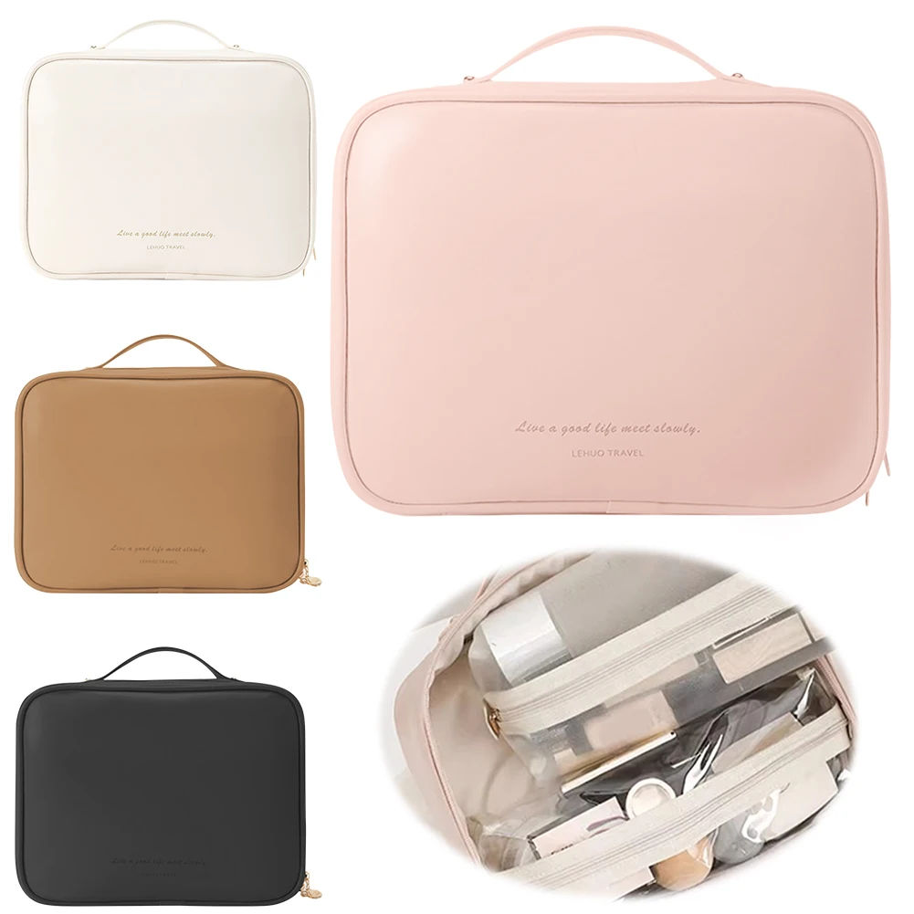 

Многокомпонентная косметичка большой емкости из искусственной кожи, дорожная косметичка, водонепроницаемая сумка для хранения макияжа для путешествий на открытом воздухе