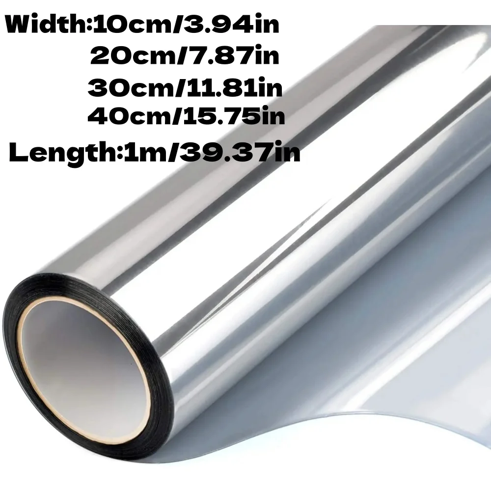 1pc One Way Tint Mirror Window Film Daytime Privacy Self-adhesive Film Vinyl Sun Blocking Anti UV Glass Door Sticker Decoration