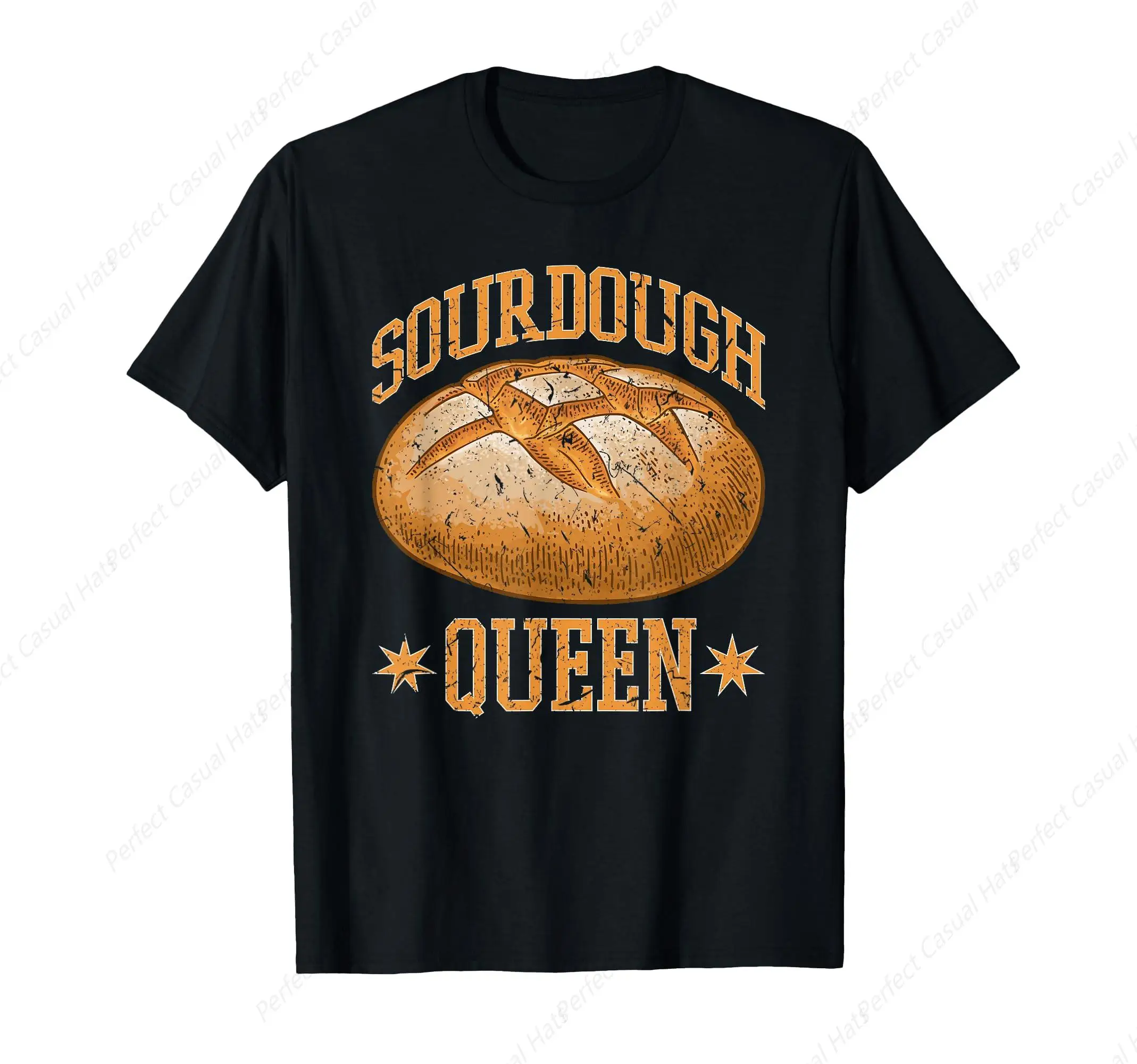 Sourdough Queen Bread Maker Baker Bread Lover T-Shirt Casual Round Neck Cotton Short Sleeve