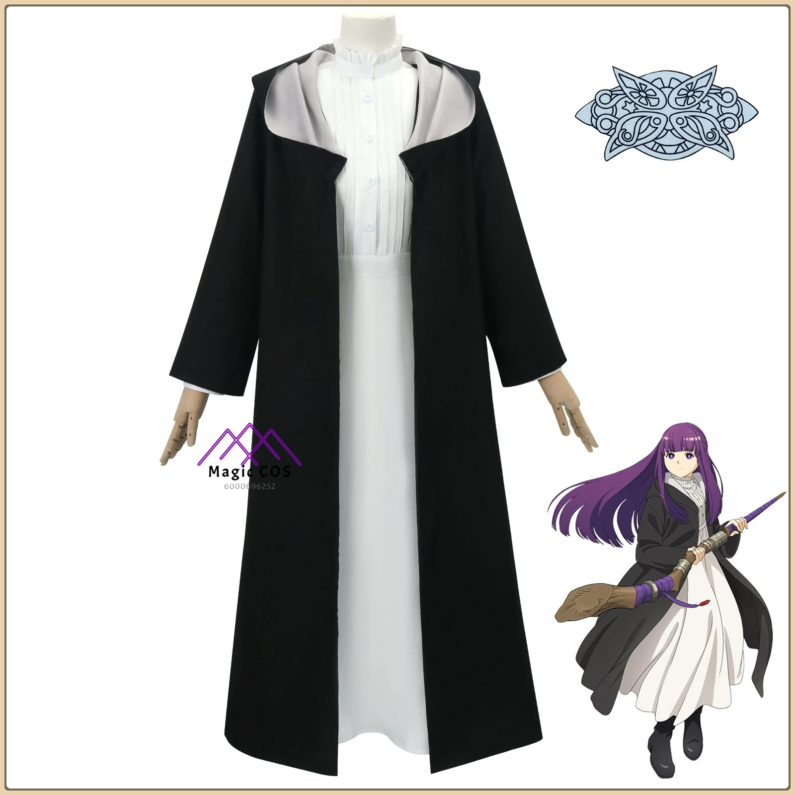 

Anime Frieren: Beyond Journey's End Fern Cosplay Outfit Classic White Dress Accessories Full Set Anime Clothes (Female)