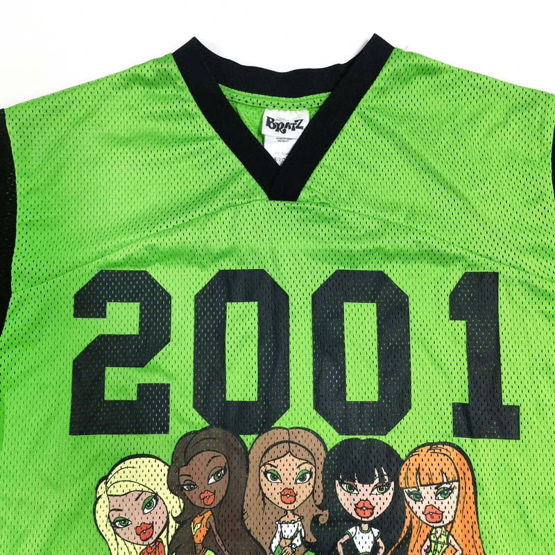 Quick Dry Loose Mesh Sweat Absorbing T Shirt Y2K Harajuku Style Cartoon Girl Teen Summer Top Polyester Fiber V Neck Short Sleeve
