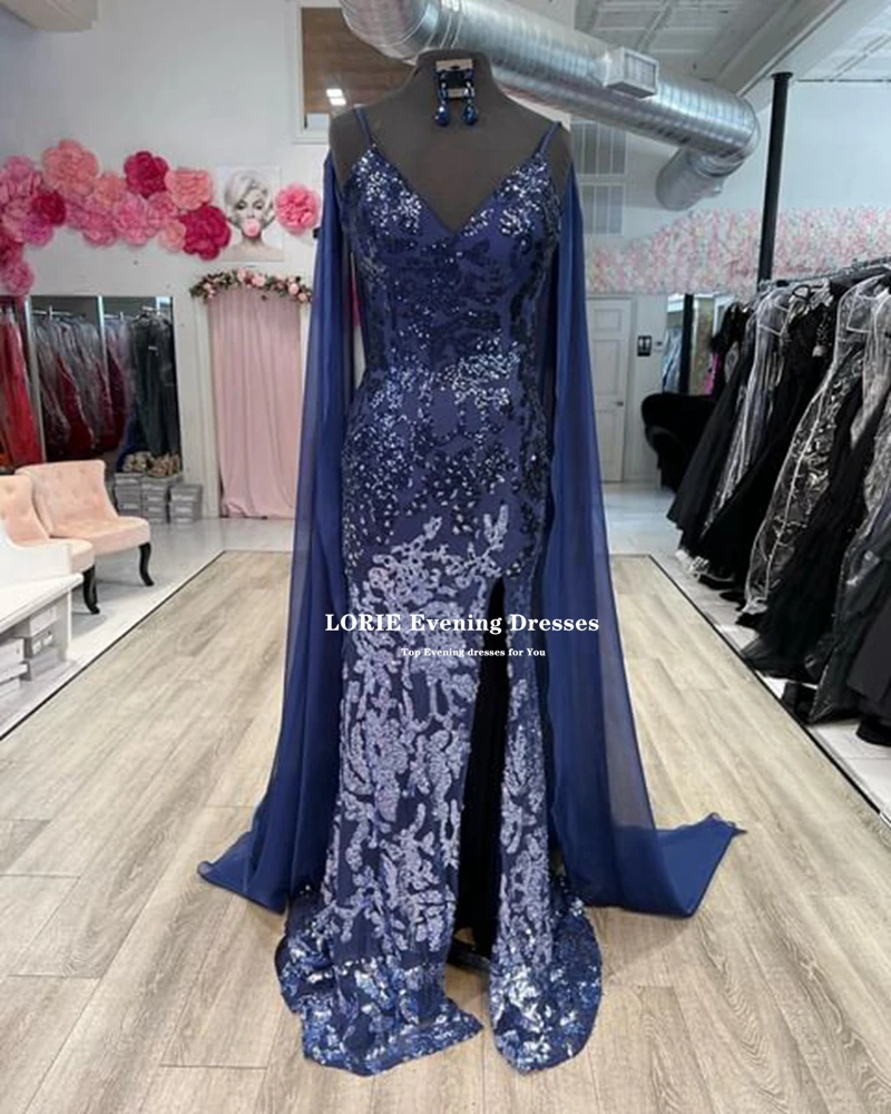 LORIE Dubai Evening Dresses V-neck Vintage Appliques Sequin Mermaid Arabic Prom Gowns Wedding Party Dress abiti da cerimonia