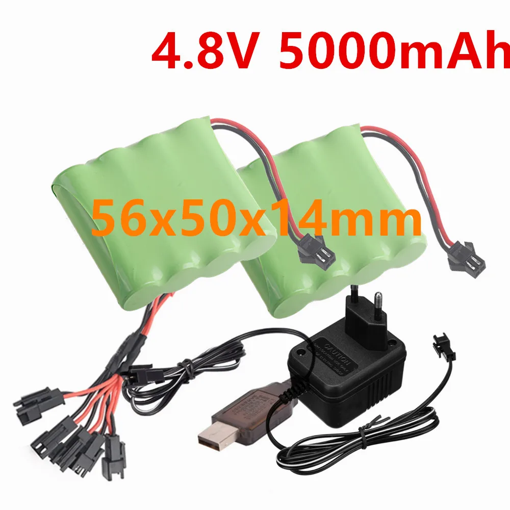 5000mAh 4.8V Rechargeable NiMH Battery For RC Cars Robots Tank Gun Boats toys parts With SM2P Plug AA 4.8 v Battery Pack