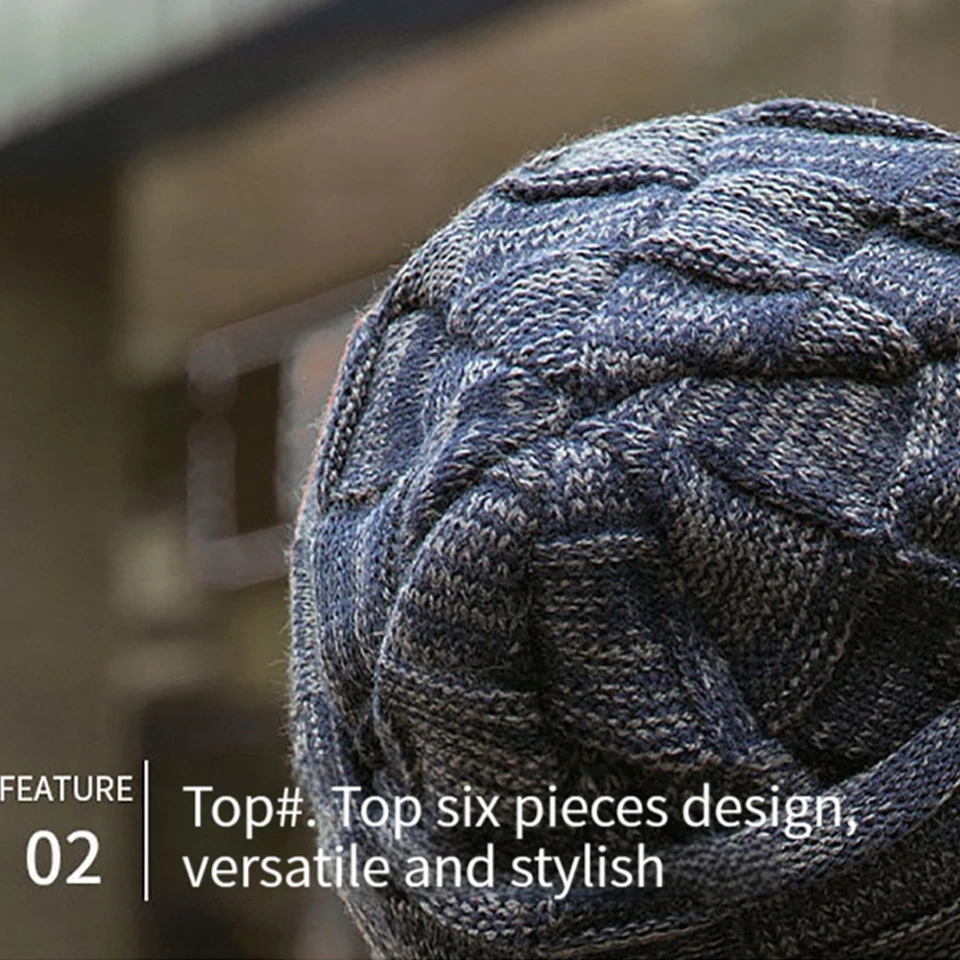 GOBYGO Topi Musim Dingin Set Syal Topi Pullover Penyimpanan Panas Pelestarian Kehangatan Topi Wol Tebal Bulu Domba Topi Rajut Pria Wanita