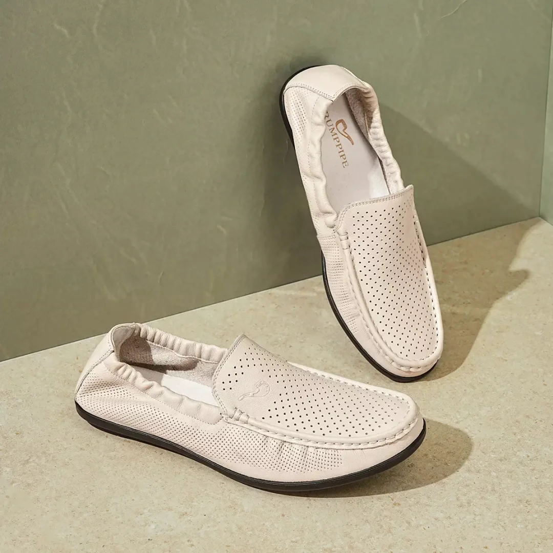 

Casual Breathable Men's Bean oes Handmade Stitching Leather Upaded Version Summer Flat Heel round Toe Faion Loers