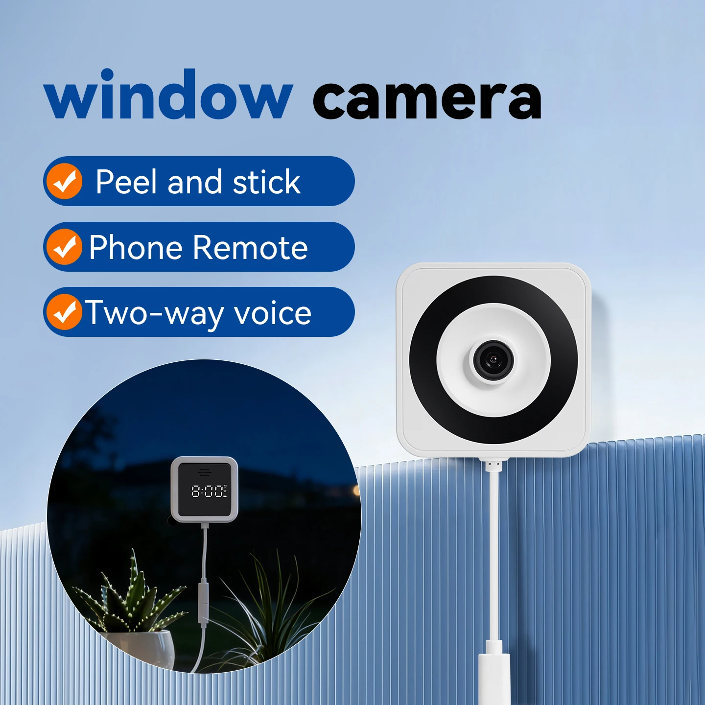 Tuya 2K Window Camera Smart 5G Wifi Mini Magnetic with Time Display 24/7 Recording Glass Cam for Indoor Home Surveillance Camera