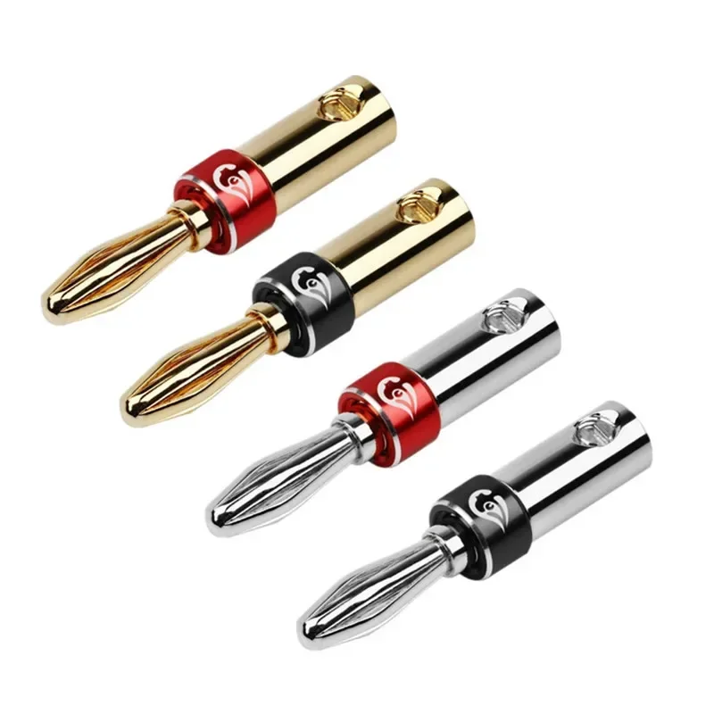 Złącza wtyczka bananowa 4mm Terminal Audio męskie złote platerowane złącze rodowe do głośnik Hifi wzmacniaczy kablowych blokada śrubowa