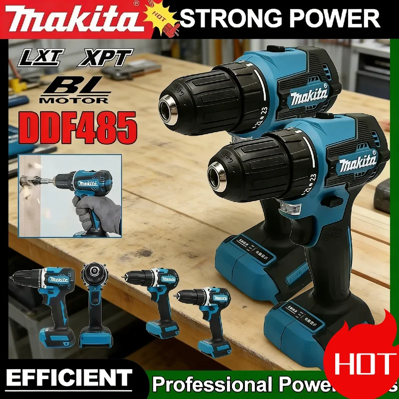 

Аккумуляторная дрель-шуруповерт Makita DDF485 10 мм LXT, 18 В, многофункциональная, с бесщеточным двигателем, перезаряжаемая