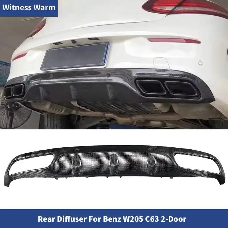Lame de pare-choc arrière en fibre de carbone pour Benz, accessoire de voiture, 2 portes, style AMG, W205, S205, C180, C200, C300, C43, C63