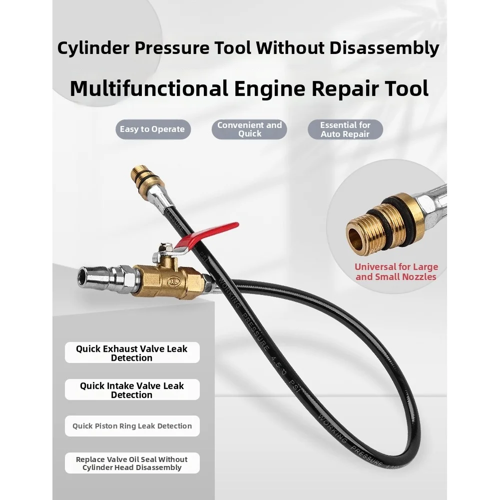 Engine Diagnostic Pressure Tester for Cylinder Leak Detection in Standard and High Compression Internal Combustion Engines