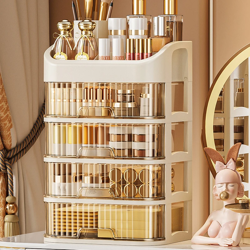 Large Capacity Cosmetic Storage Box Transparent Drawer Jewelry Makeup Storage Box Multi-layer Multi-functional Desktop Organizer