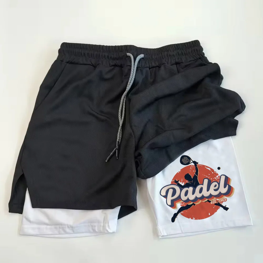 Padel shorts Fitness Breathable  running  Anime  2 in 1 Sports Pocket Performance Compression  Casual  hombre