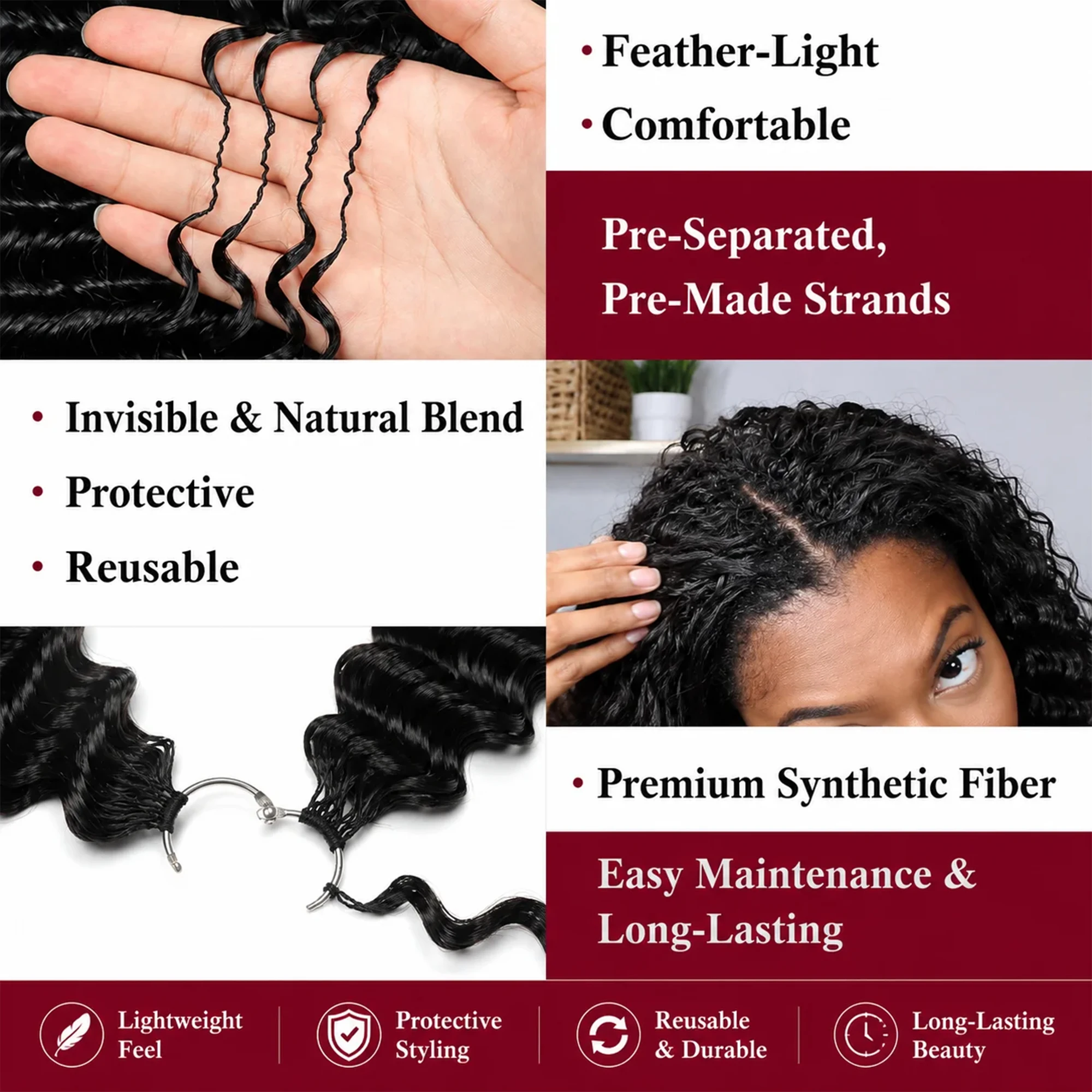 Ekstensi Rambut Kepang Pre-Sep - Feather Hair Extension ulasan dan harga