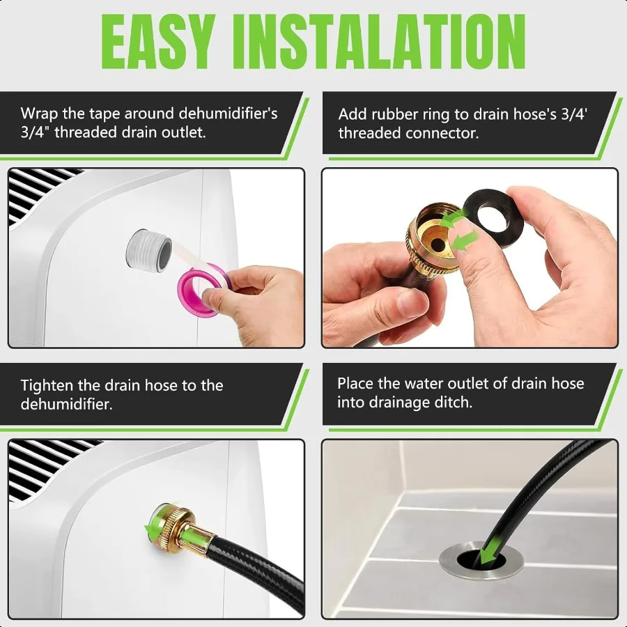 Drain Hose for Dehumidifier Indoor 26FT Dehumidifier Drain Hose with 3 4 inch FHT Brass Fitting Leak Proof Dehumidifier Hose Fi