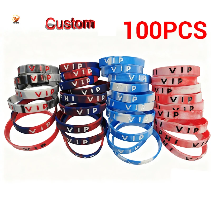 

100PCS Customizable Silicone Bracelets Custom VIP Wristband Personalized Band with Logo Text for all Club Company Events