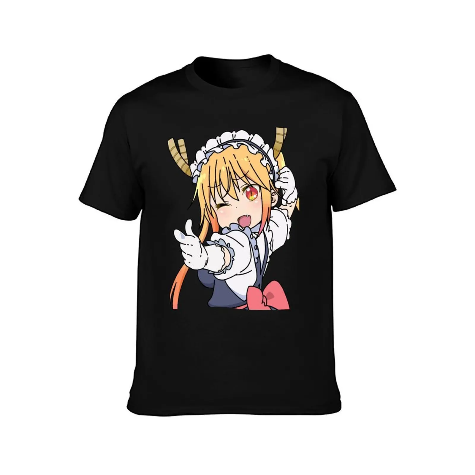 Maid Dragon- Tohru pointing pose T-Shirt, Summer Casual Cotton Tee, Oversized Streetwear Tops, Vintage Graphic Print