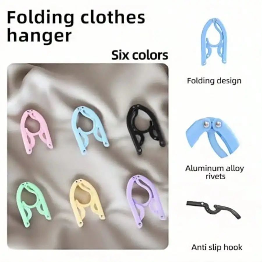 30 Pack Foldable Clothes Hangers For Travel - Portable No Slip Windproof Design PP Plastic Collapsible Hangers With Anti-Slip Grooves Space Saving For Shirts Jeans Socks Multi-Color view 4