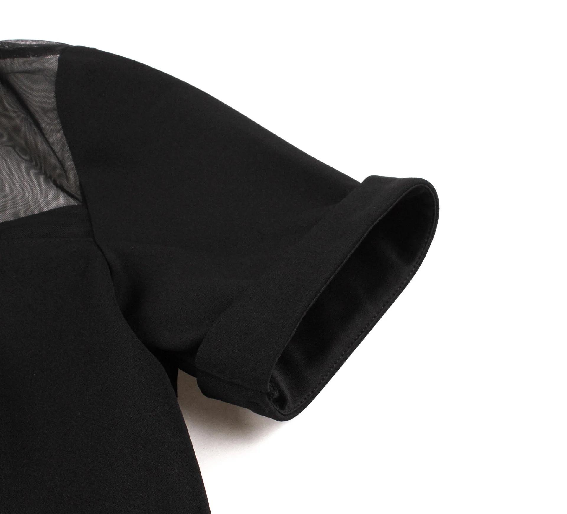 Vintage long dress, suit collar mesh patchwork shirt evening gown, European and American fashionable women's summer dress