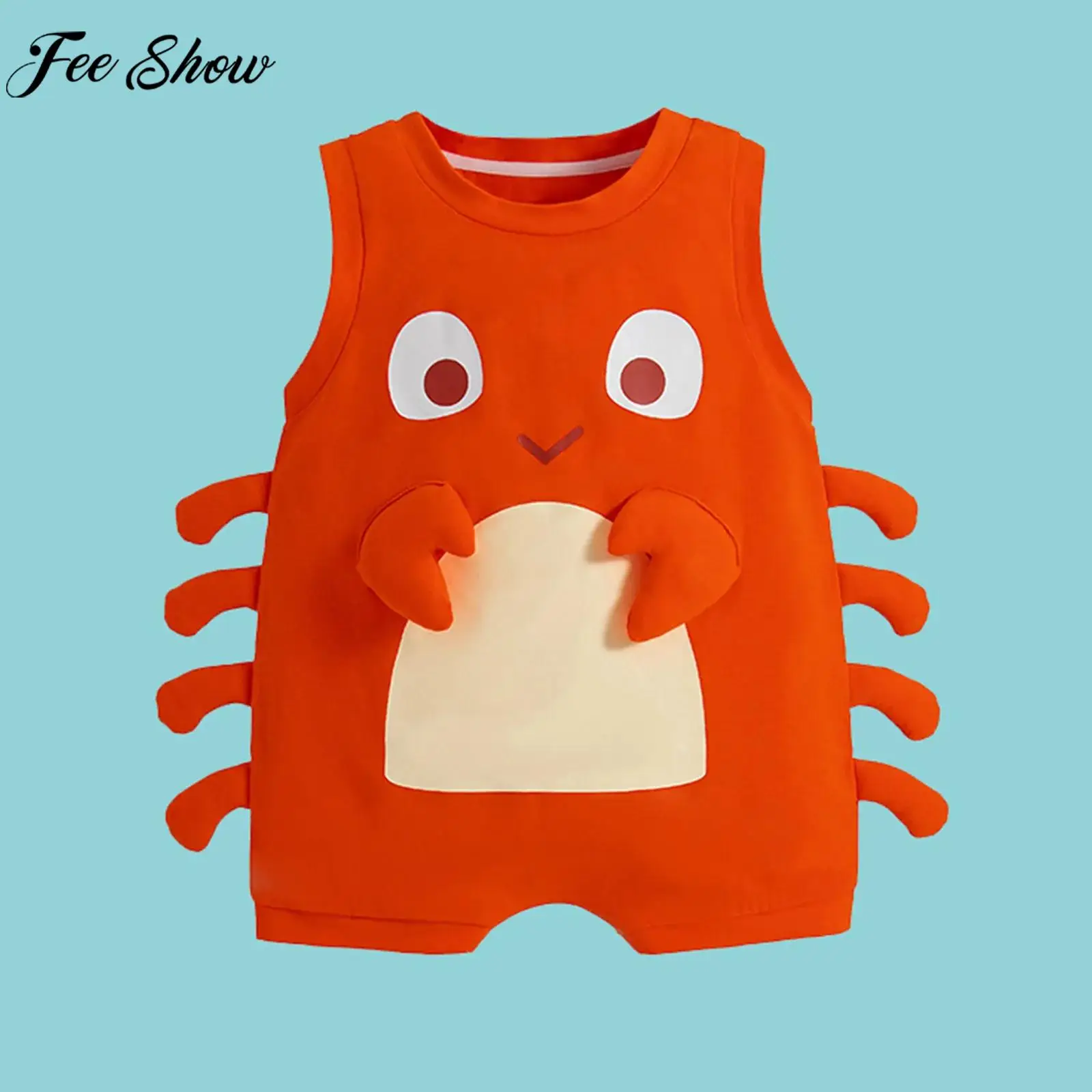 

Infant Summer Cute Crab-Shaped Romper Sleeveless Crab Bodysuit Halloween Theme Party Photography Costume Homewear Streetwear