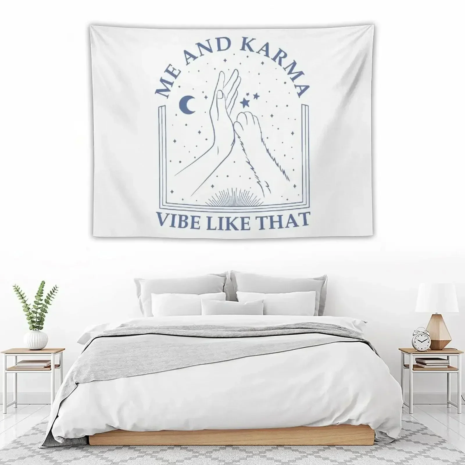 

Me And Karma Vibe Like That Karma Handshake Cat Tapestry Bedroom Decoration House Decoration Tapestry