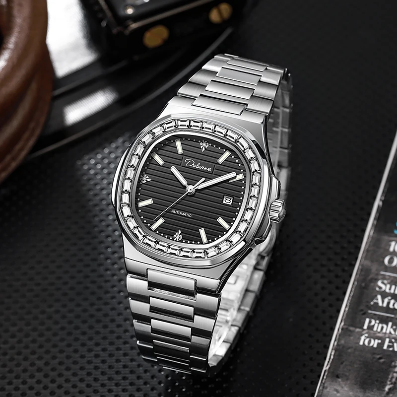 Роскошные часы Dulunwe, деловые водонепроницаемые мужские часы 30 атм, светящиеся квадратные механические мужские часы с датой, reloj hombre Роскошные часы Dulunwe, деловые водонепроницаемые мужские часы 30 атм, светящиеся квадратные механические мужские часы с датой, reloj hombre