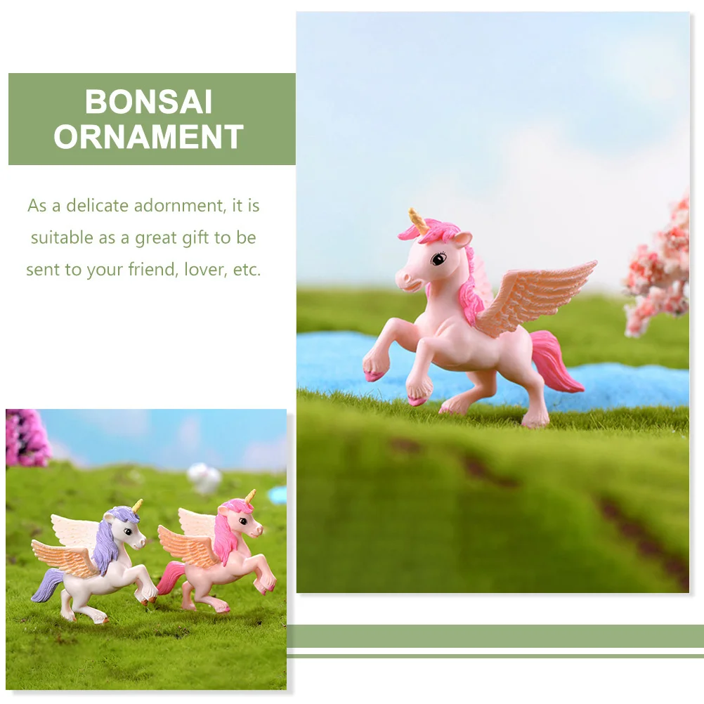 

6pcs Mini Unicorn Ornaments Miniature Animals Figurines For Garden Bonsai Decoration Gift Unicorn Craft Decorations