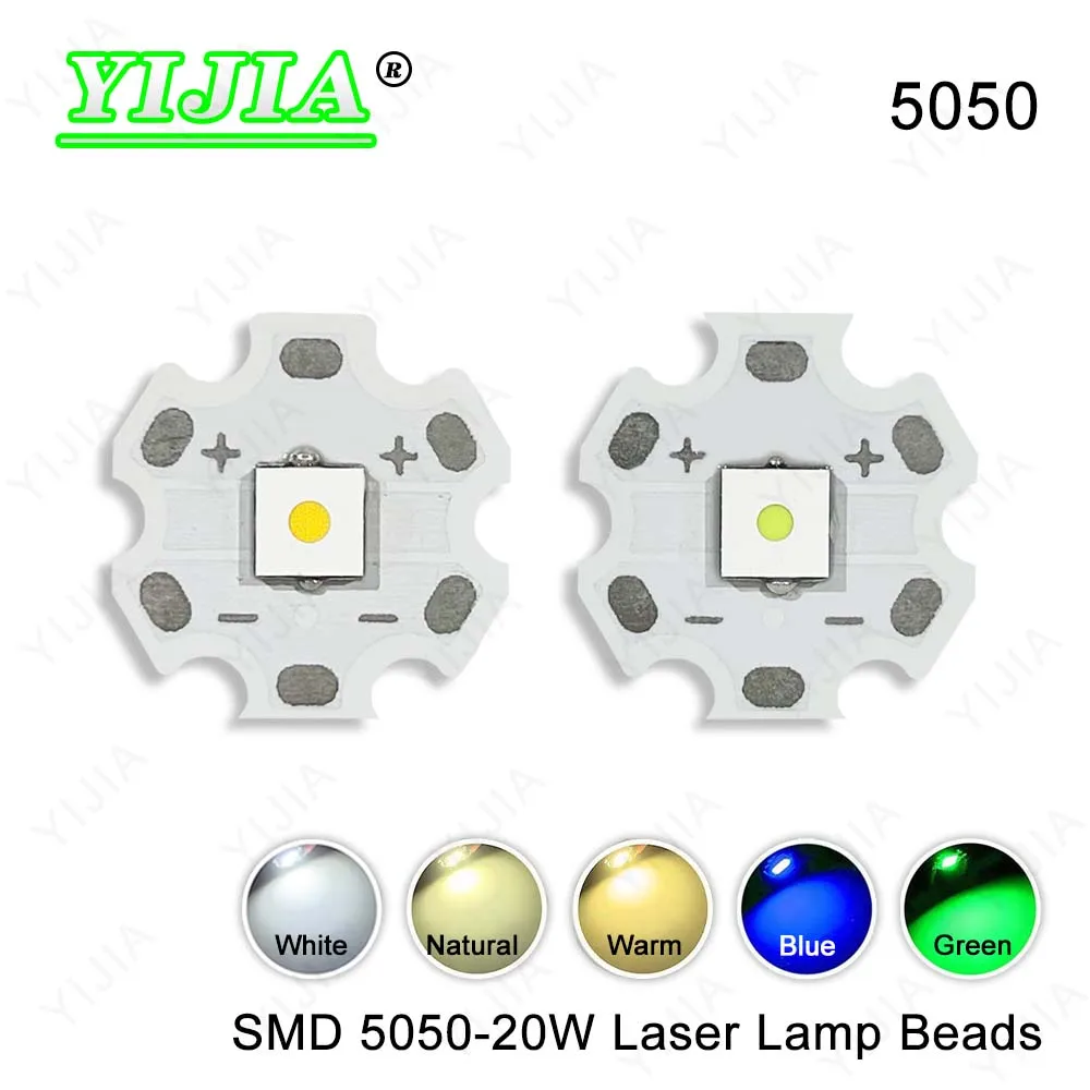 Koralik lampowy laserowy dużej mocy 20W ciepły kolor naturalny platynowy zielony niebieski LED SMD5050 chip z 20mm płytką drukowaną odpowiedni do latarki czołowej lampy górniczej