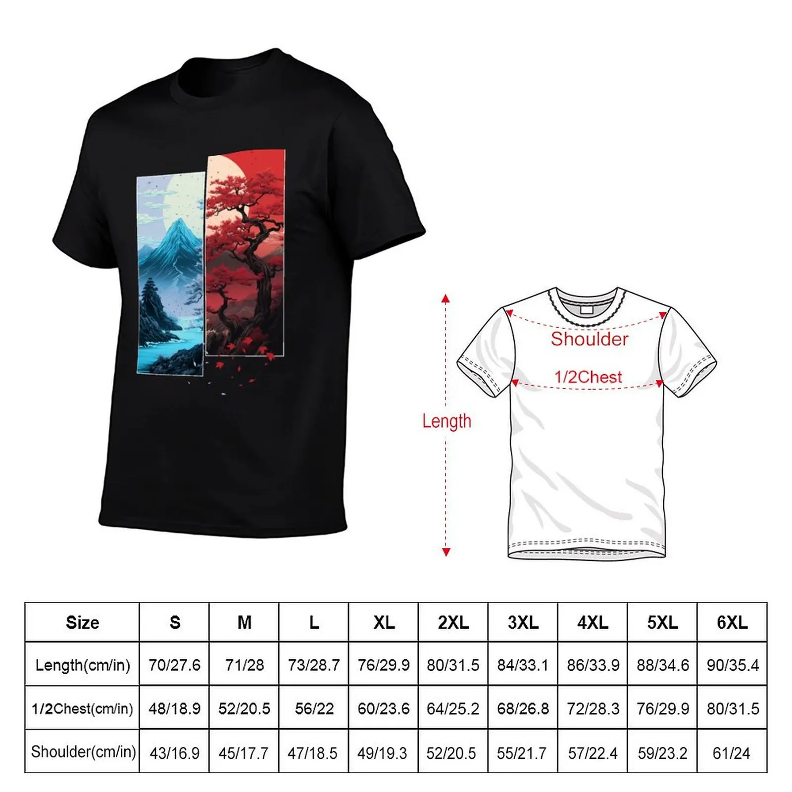 Momiji Tree Japanese Landscape T-Shirt graphic shirts cotton graphic tees plain white t shirts men