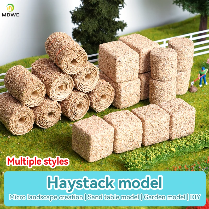 4pcs of Model Haystacks Square Circular Fake Straw Blocks Haystacks Doll Houses Miniature Scene Models Farm GardenDecoration