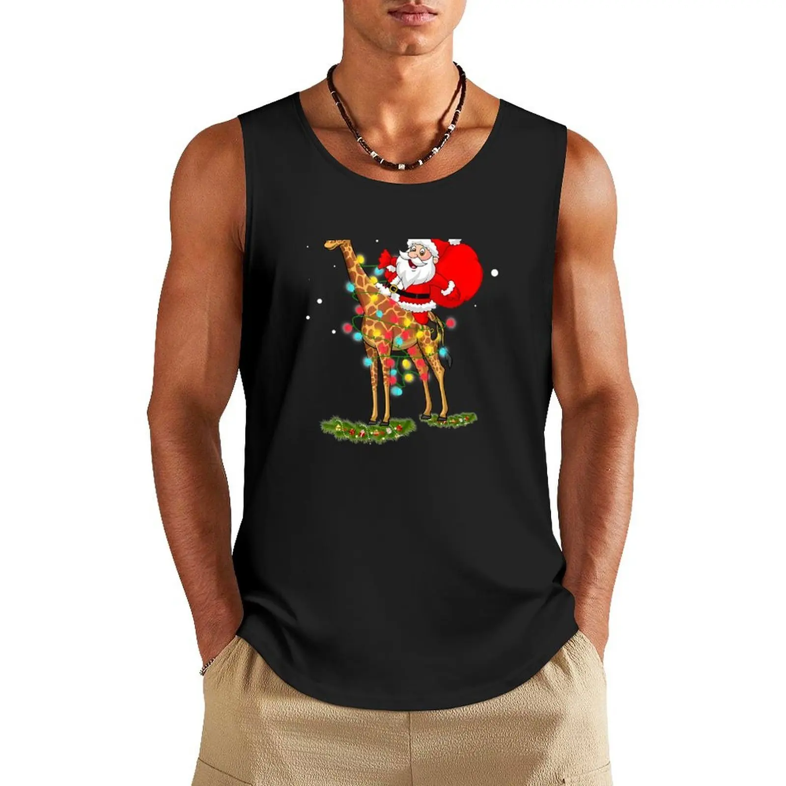 

Santa Riding Giraffe Shirt Christmas Pajama Gifts Xmas T-Shirt Tank Top Men's t shirt sexy clothes men