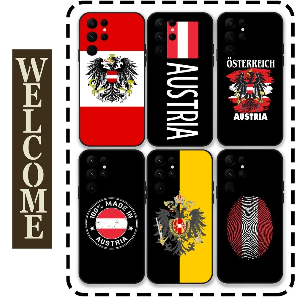 

Austria Flag Phone Case for Samsung Galaxy S24 Ultra S22 S23 Ultra S21 S20 5G Protective Silicone TPU Funda