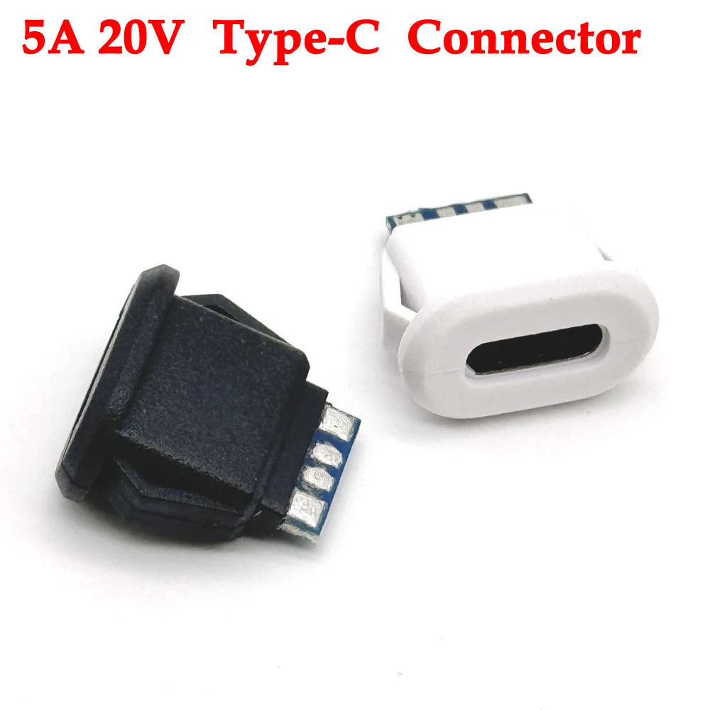 USB Type-C 5pin Waterproof USB 5A 20V Connector Direct compression base Female Socket Charging Interface Tail plug interface