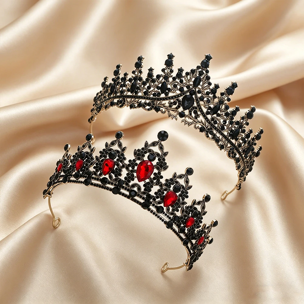 1/2 Piece Gothic Punk Style Cool Fashionable Gorgeous Dark Red Crown Set Bride Character Midnight Party Outfit Hair Accessory