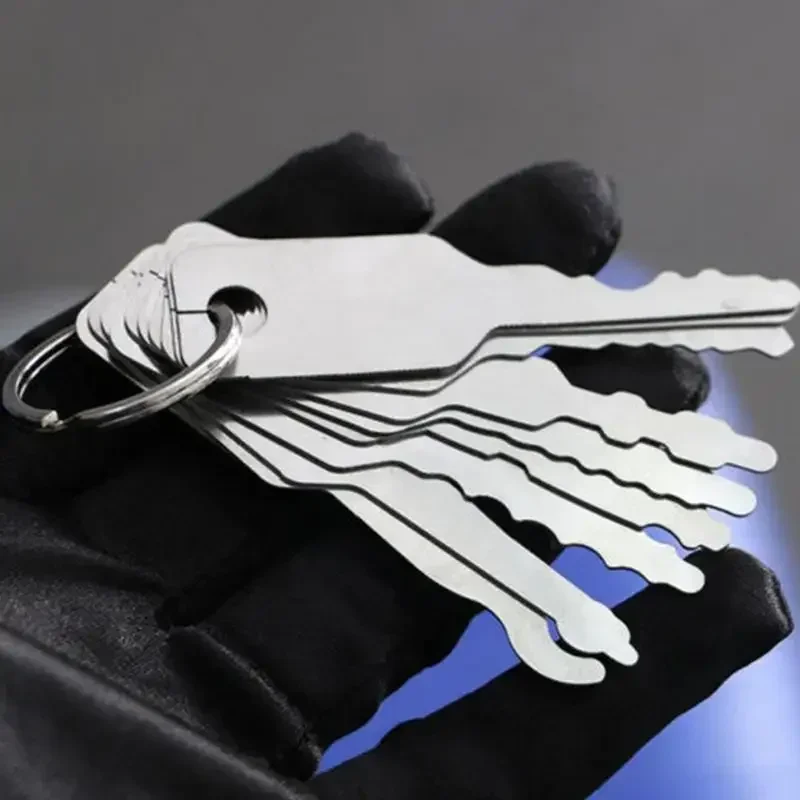 10Pcs/set Car Unlock Door Open Keys Dual Sided Jiggler Keys Car Repair Tool Stainless Steel Repair Accessories