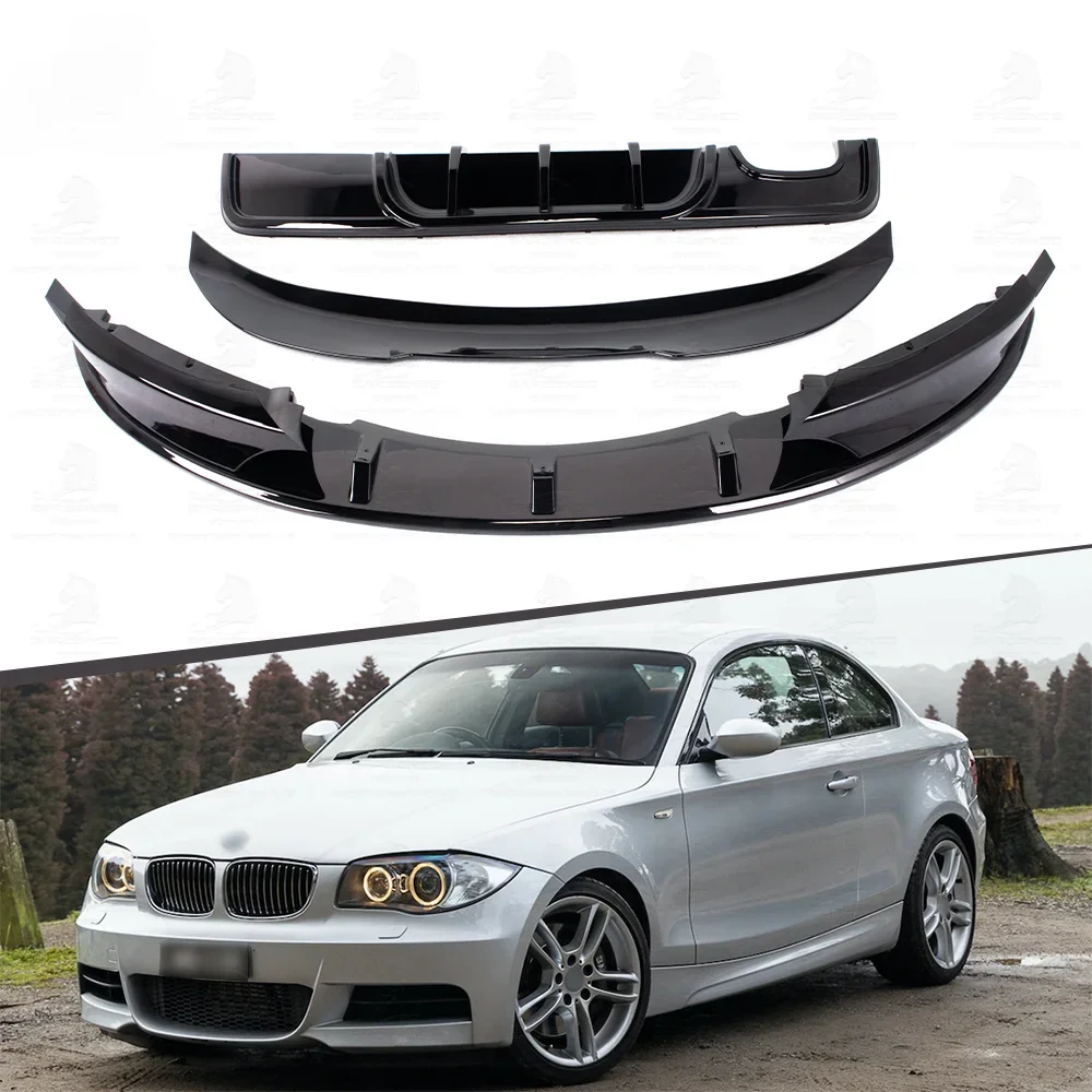 Plastic ABS Front Bumper Splitter Lip Rear Diffuser Body kit Side Skirts Spoiler Car Auto Part For BMW E82