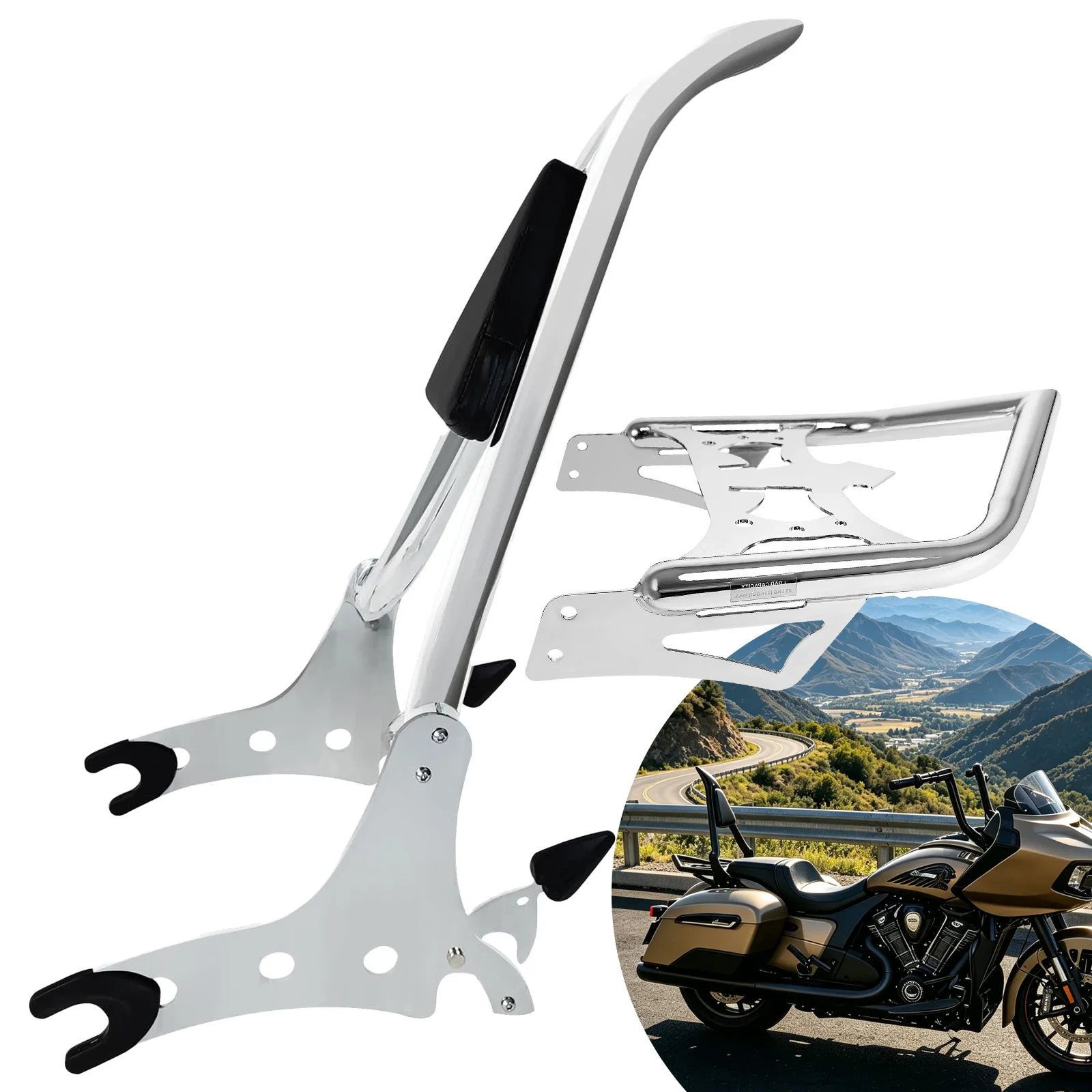 Detachable Sissybar For Indian Chieftain Roadmaster Springfield Challenger 2014-2025 Passenger Sissy Bar Backrest & Luggage Rack