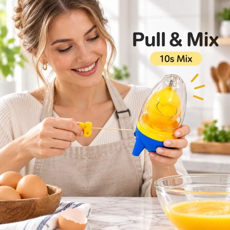 Multifunctional Manual Egg Stirrer Food Safe Hand Operated Baking Mixer Egg Shell Separation Drawstring Gadget