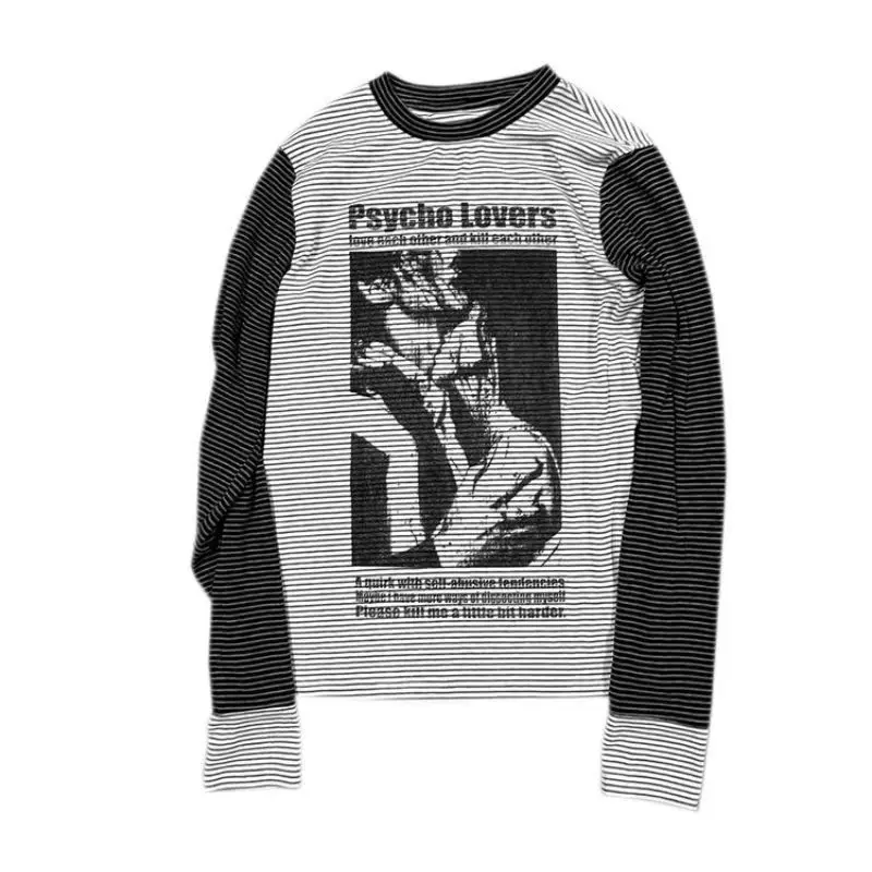 

Y2K Classic Long Sleeves T Shirt Men Women Harajuku Retro Letter Graphic Print Oversized Tops Autumn T Shirt Goth Clothing