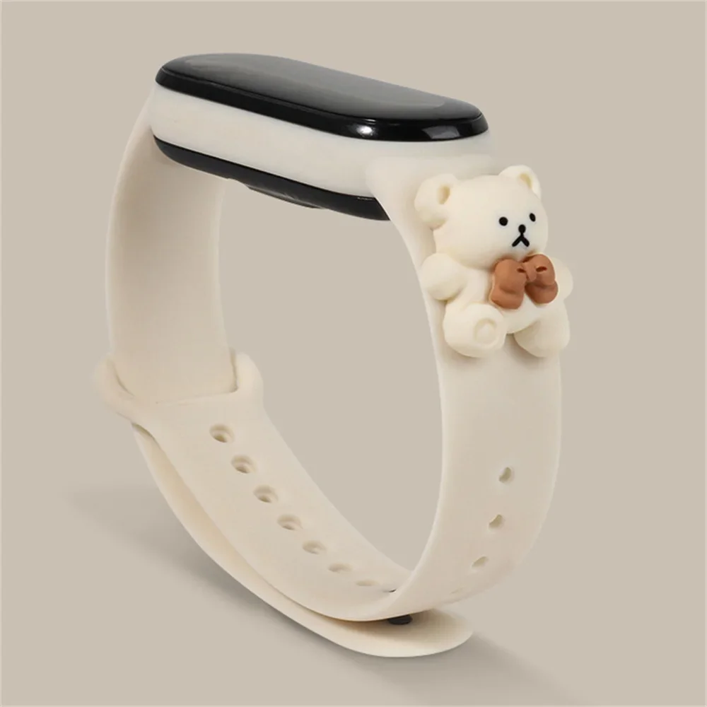 Cute 3D Bear Silicone Strap For Xiaomi Mi Band 6 5 4 3 Bracelet Sports Cat\'s paw Watch Wristband For Miband 7 Belt Correa Strap