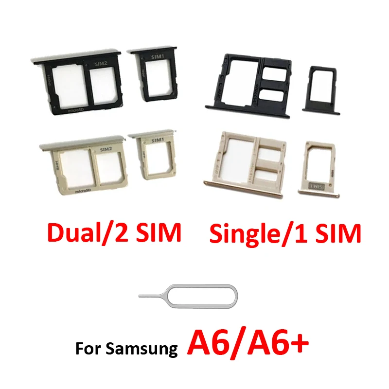 

For Samsung Galaxy A6 2018 A600 A600F A600FN Phone New SIM Tray Adapter Micro SD Card Pocket Holder For A6+ A605 A605F