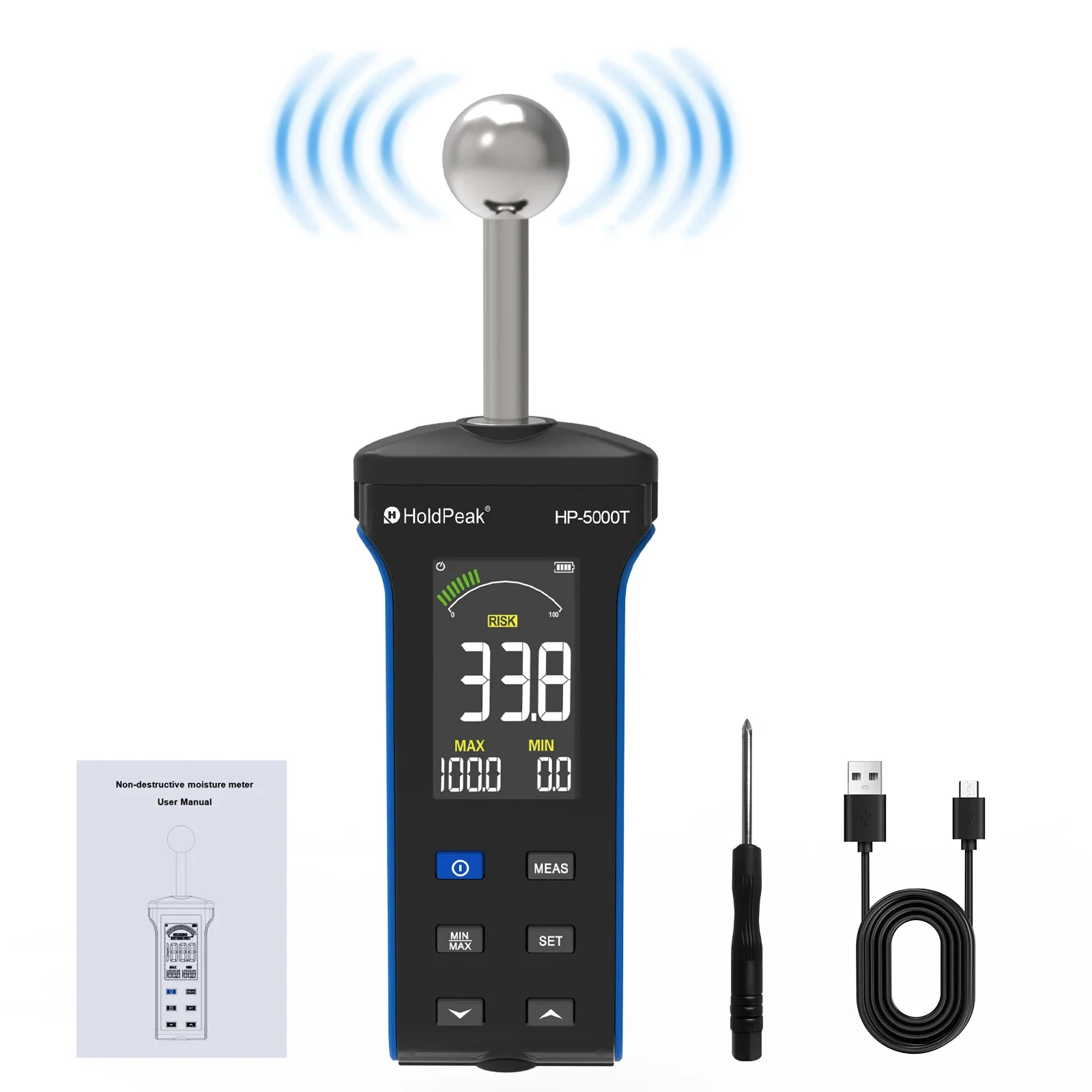 

Hold Peak HP-5000T Digital Moisture Meter Non-Destructive for Concrete Wood and Other Building Materials