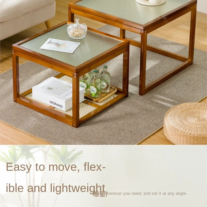 Nordic Coffee Table Living Room Home Coffee Table Coffee Table Light Luxury Modern Glass Solid Wood Balcony Bedroom Small Table