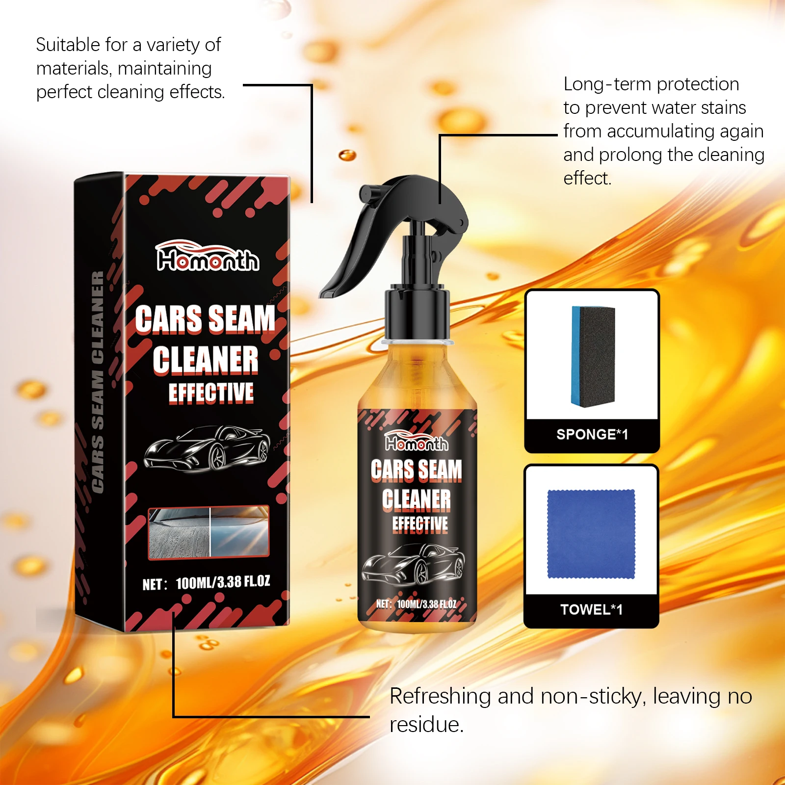 Cars Seam Cleaner Car Water Stain remover Oil Remover Mild Care Car Paint Gap Car Cleaning Supplies