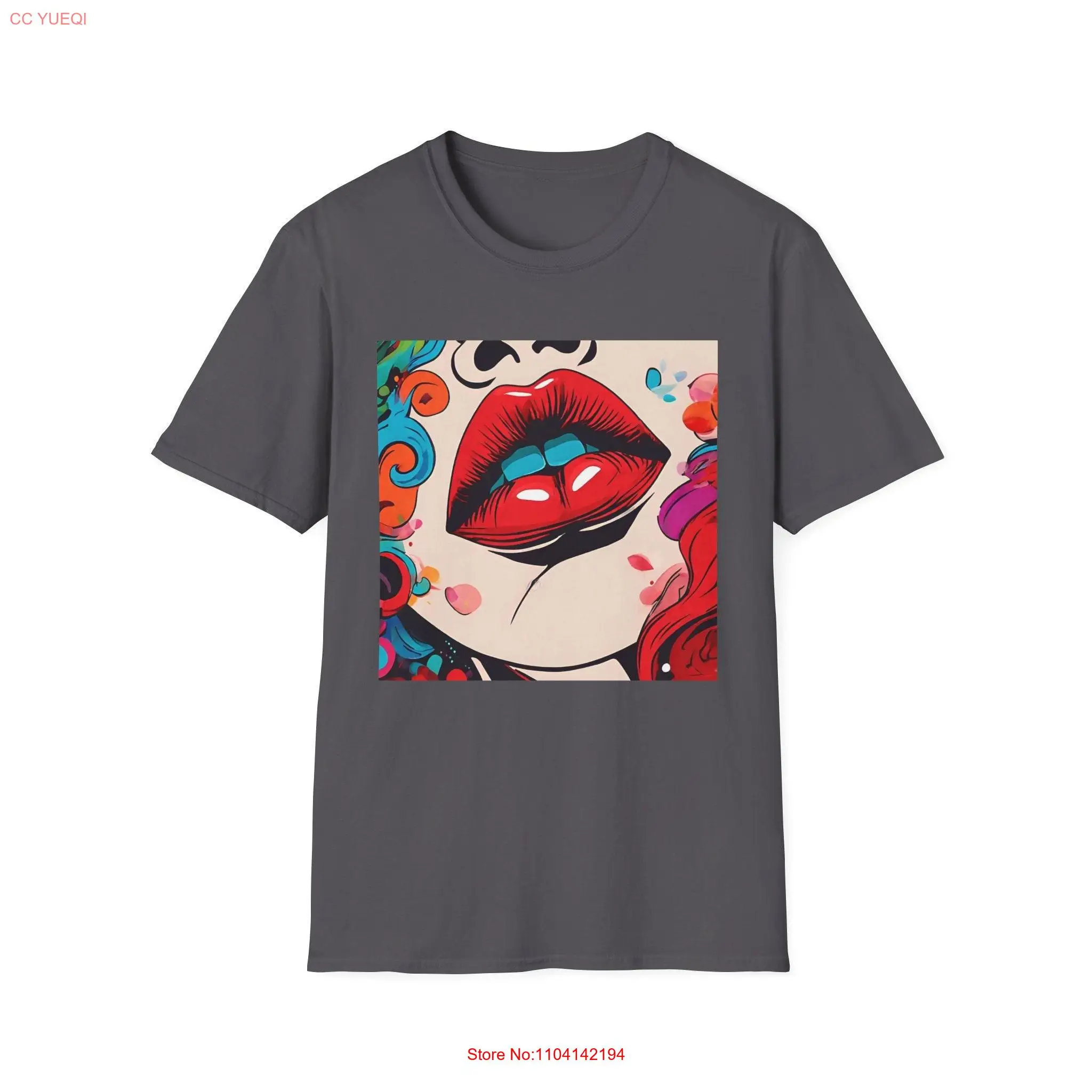 Red Lips Graffiti Soft style Love T Shirt gift for him her teen husband wife boyfriend girlfriend short sleeved cute