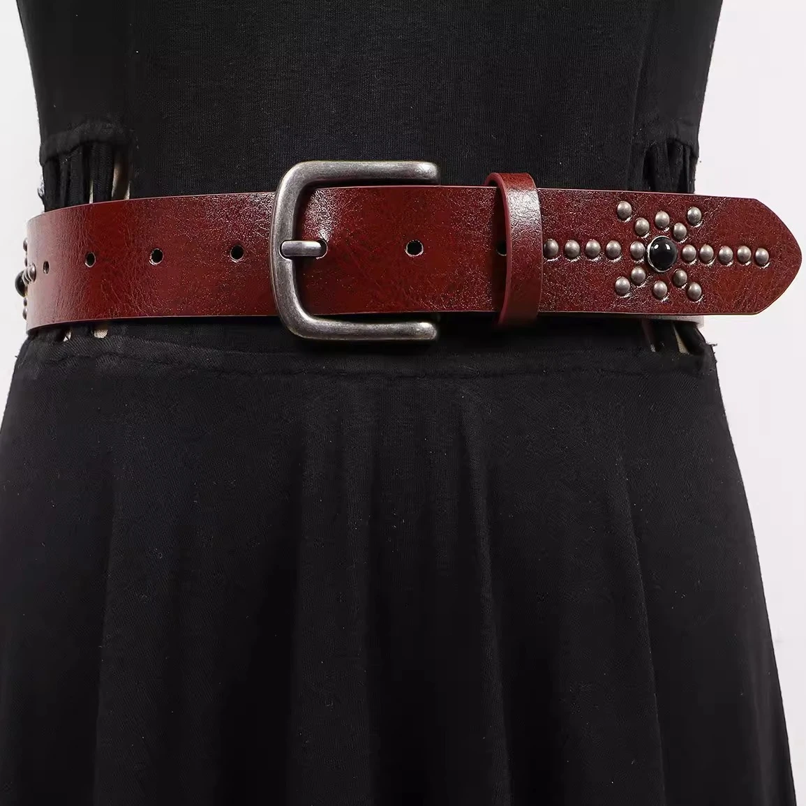 

Роскошный дизайнерский ремень из искусственной кожи для джинсов, унисекс, в стиле панк, с заклепками, коричневый, цвета кэмел, для женщин и мужчин, пояс-корсет