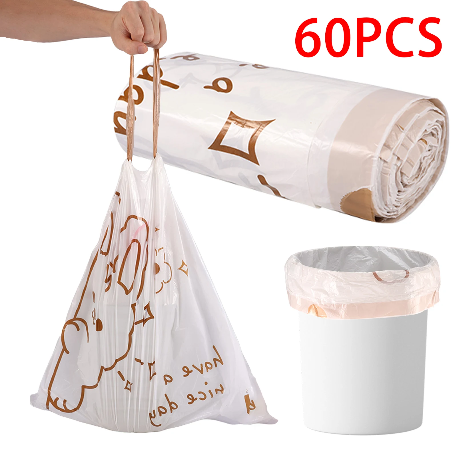60Pcs Müll Tasche Kordelzug Kunststoff Müll Tasche Einweg Haushalt Küche Abfall Große Kapazität Dicke Mülleimer Liner Taschen