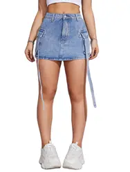 2025 Summer New Women's Blue and Army Green Denim Work Skirt Fashion Sexy Jeans Mini Skirt Hot Girl Clothing S-2XL