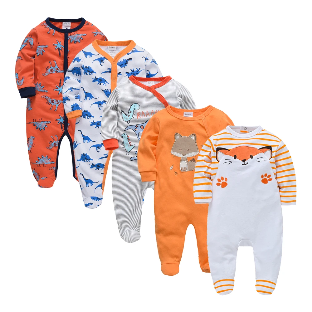 5 Pieces Pack Baby Rompers Newborn Clothing Summer Jumpsuit 100% Cotton Cartoon Animal Print Baby Gilrs Pajamas Boys Clothes