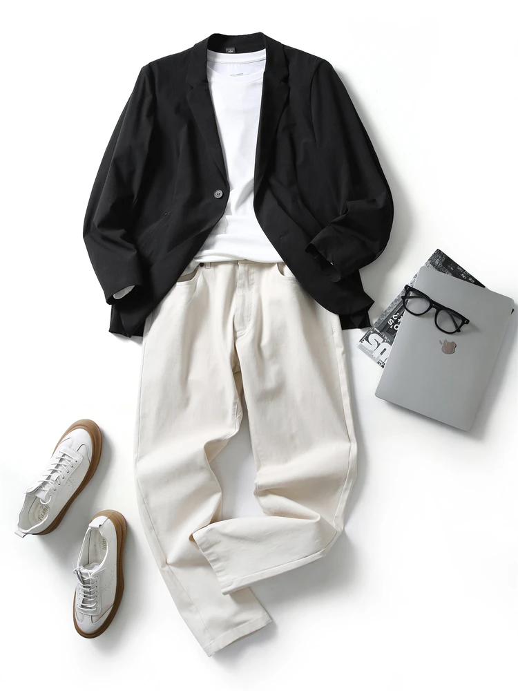 

Faionable Casual Men's Suit Jaet 3D Tailoring Sl Pring Spring Summer Sli All-Match Leisure Western Coat